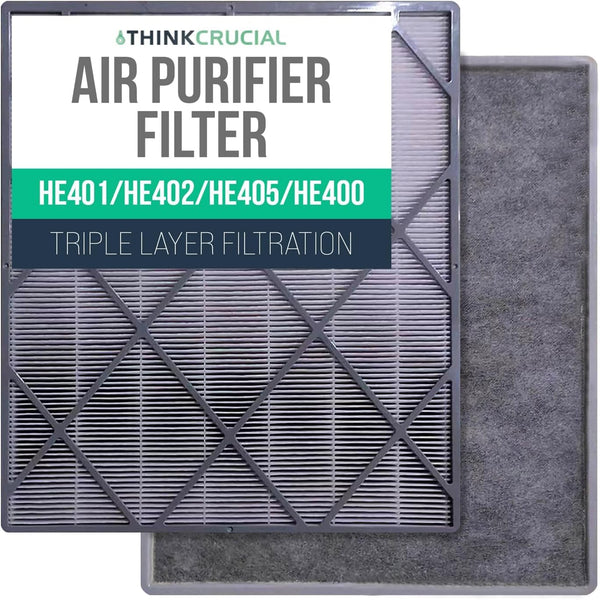 Think Crucial Replacement Filter Compatible with Shark Air Purifier 4 – HEPA with Carbon Filters That Fits Model HE400, HE401, HE402, HE405, Part no. HE4FKPET – 2-Pack