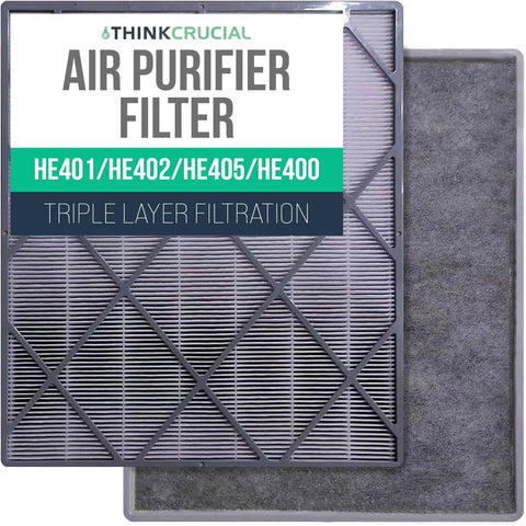 Think Crucial Replacement Filter Compatible with Shark Air Purifier 4 – HEPA with Carbon Filters That Fits Model HE400, HE401, HE402, HE405, Part no. HE4FKPET – 2-Pack