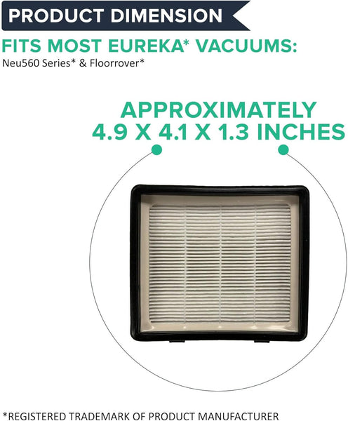 Think Crucial Replacement Filter Compatible with Eureka Part# S3008, Models NEU560, NEU562, NEU562A Floorrover Vacuum Cleaner (2-Pack)