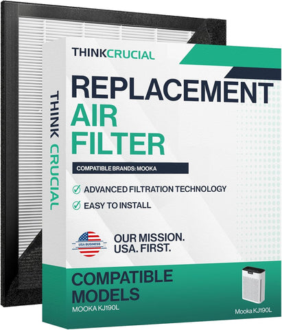 Replacement HEPA Filter Compatible with MOOKA KJ190L Air Purifier – H13 True High-Efficiency Air Purifier Replacement Filtration, Helps Clear Odor, Smoke, Pet Dander – 1- Hepa + 2 Pre-Filters