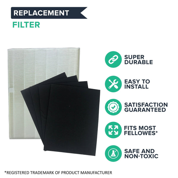 Crucial Vacuum Replacements for Fellowes HEPA Style Air Purifier Filter & 4 Carbon Filters Fit AP-300PH Air Purifier, Compatible With Part # HF-300