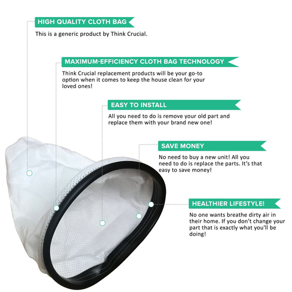 Replacement Cloth Reusable Vacuum Bag, Fits Hoover C2401 Backpack Vac, Compatible with Part 2KE2105000 2-KE2105-000