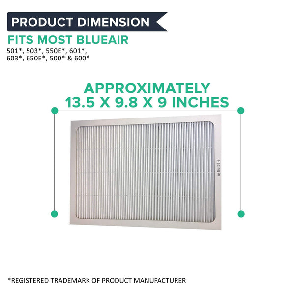 Crucial Air Replacements Compatible with Blueair 500 & 600 Series Air Purifier Filters W/ Built-In Odor Neutralizing Particle Pre-Filter, Fits ALL 500 & 600 Series Air Purifiers