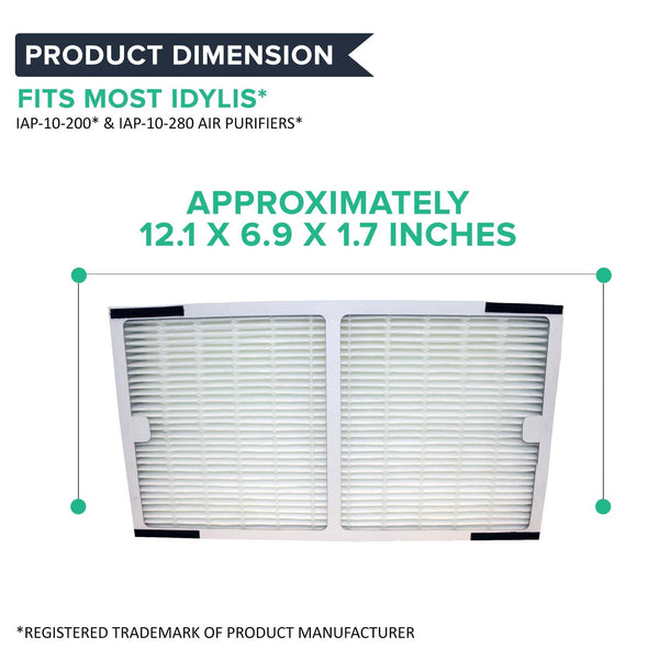 Crucial Air Replacement Filter Compatible with Idylis C Filter Air Purifier Parts 1.4” x 6.7” x 11.8” Pair with Hepa Style Filters Part IAP-10-200, IAP-10-280