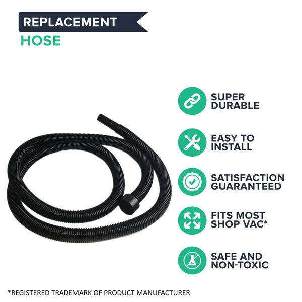 Think Crucial Replacement Vacuum Hose Compatible with Shop-Vac 10 Foot Hose (Stretches to), Fits Vacuum Models with 2-1/4 Inch Openings – (1 Pack)