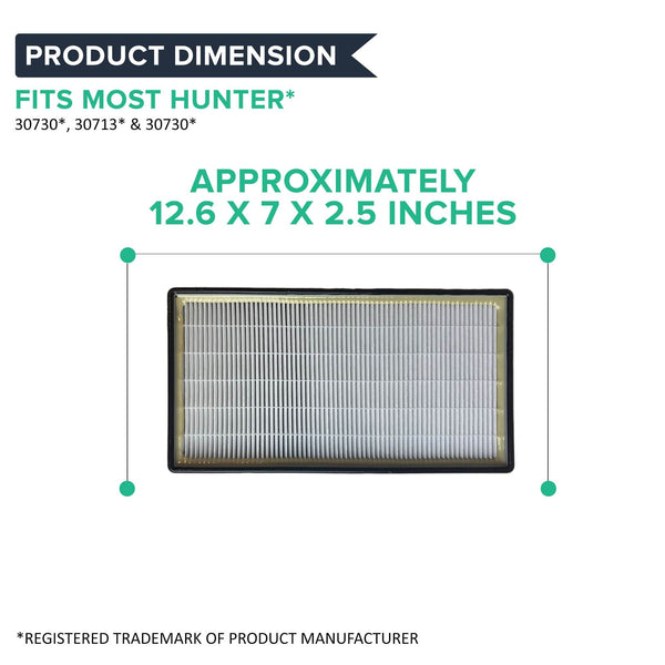 Replacement Air Purifier Filter Compatible with Hunter Brand Filter Part 30962 Models 30729 30730 30763 36730