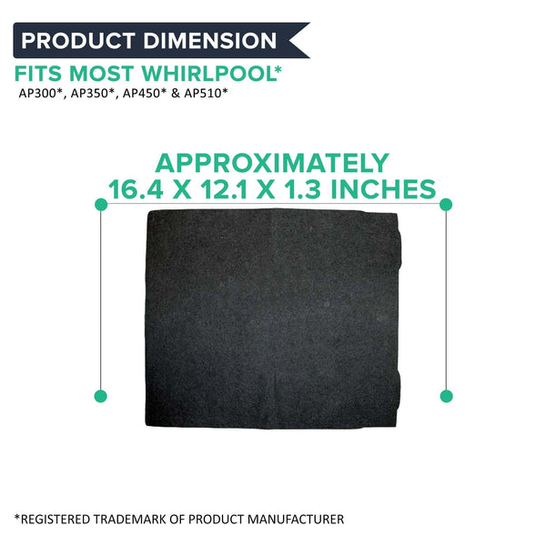 Crucial Air Replacement Air Filters Compatible With Whirlpool Carbon Pre Filter Parts 8171434K, 8171434 For Model AP300, AP350, AP450 and AP510 - 16.4'' x 12.1'' x 1.3'' - Bulk (4 Pack)