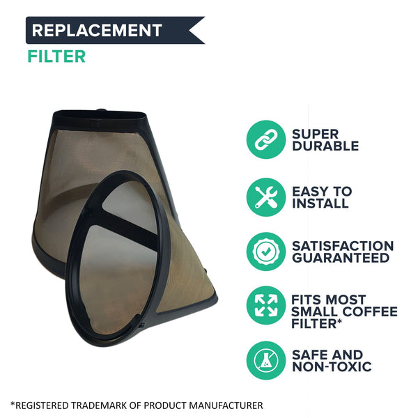 Think Crucial Replacement Compatible with Cuisinart GTF4 Gold Tone Coffee Filter Fits DCC-450, Washable & Reusable