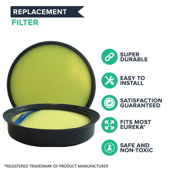Crucial Vacuum Dust Cup Replacements Part # DCF-25, DCF25 - Compatible With Eureka HEPA Style Filters - Models ASM1105A, ASM1115A, AS3001A, AS3030A, AS3012A, AS3401A, AS1104A, AS3104A