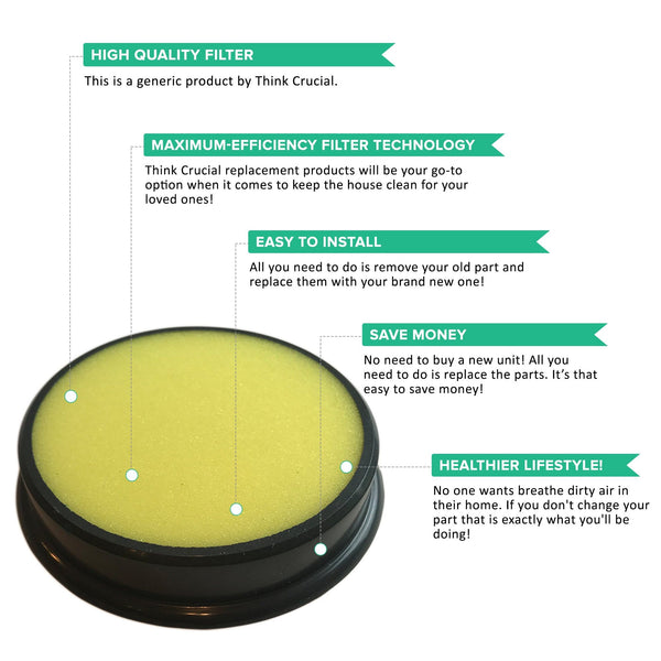 Crucial Vacuum Dust Cup Replacements Part # DCF-25, DCF25 - Compatible With Eureka HEPA Style Filters - Models ASM1105A, ASM1115A, AS3001A, AS3030A, AS3012A, AS3401A, AS1104A, AS3104A