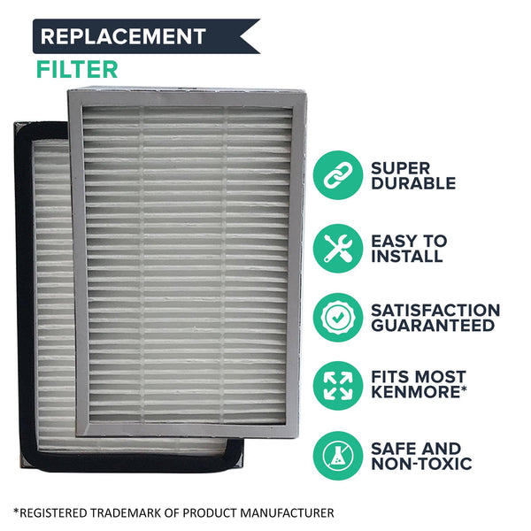 Crucial Vacuum Air Filter Replacement Part # 86880, 20-86880 and 40320 - Compatible With Kenmore Vacs - Kenmore EF2 HEPA Style Filter Fits Progressive and Intuition For Home, Office Use