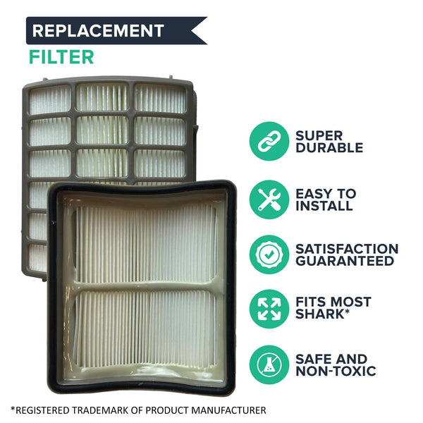 Crucial Vacuum Filter Replacement Parts - Compatible with Shark Part # XHF80 - Fits Navigator Air Filters Models NV70, NV71, NV80, NV90, NV95, NVC80C, UV420 - HEPA Style Filters- Bulk Pack (2 Pack)