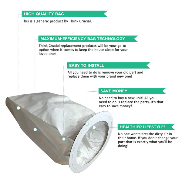 Replacement 10 Quart Vacuum Bags, Fits ProTeam Super CoachVac & Aggressor II, Compatible with Part 100331