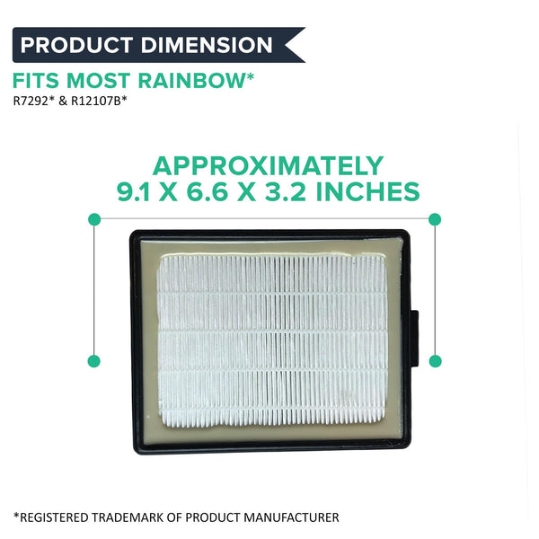 Crucial Vacuum Air Filter Replacement Compatible With Rainbow - Fits E2-Series Parts # R7292, R12107B - E, E2 Series - HEPA-Style Filters, Washable and Reusable For Home, Office Use