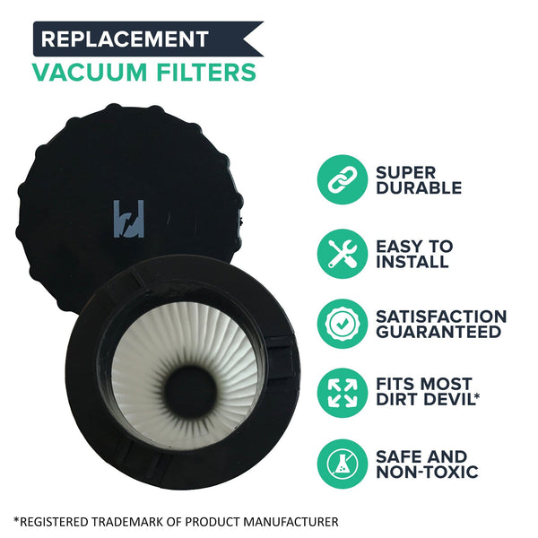 Crucial Vacuum Air Filter Replacement - Compatible with Dirt Devil Part # 3SFA11500X & 3-F5A115-00X, F2 HEPA Style Filter Models, Vacs - Fits Dynamite Quick Vac, Jaguar Power Reach, Vac