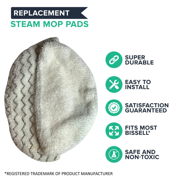 8pk Replacement Steam Mop Pads, Fits Bissell PowerFresh, Compatible with Part 5938 & 203-2633