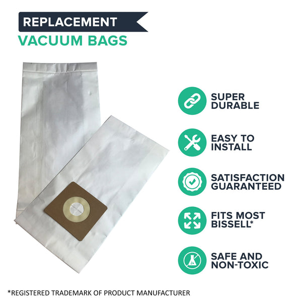 9pk Replacement Paper Vacuum Bags, Fits Bissell Style 1, 4 & 7, Compatible with Part 30861