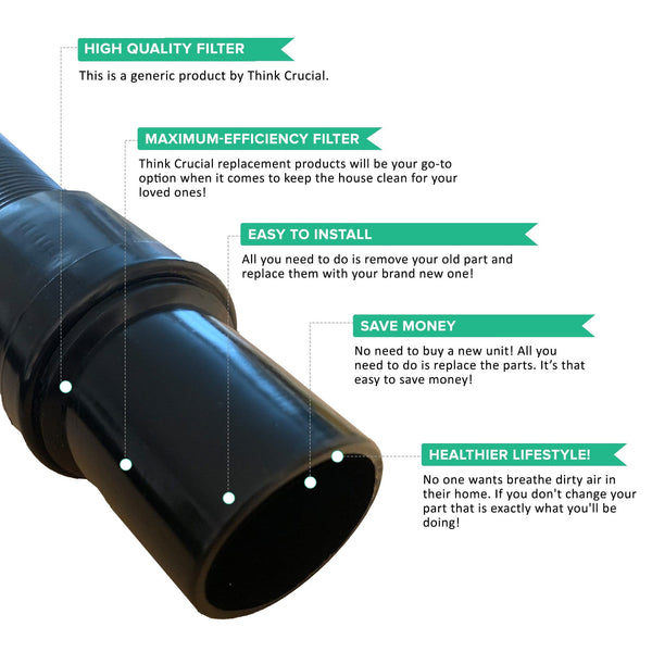 Think Crucial Backpack Vacuum Hose Replacement Part Compatible With ProTeam(™) Part#103048 - Static Dissipating Hose with 1-1/2-inch Cuffs (1 Pack)