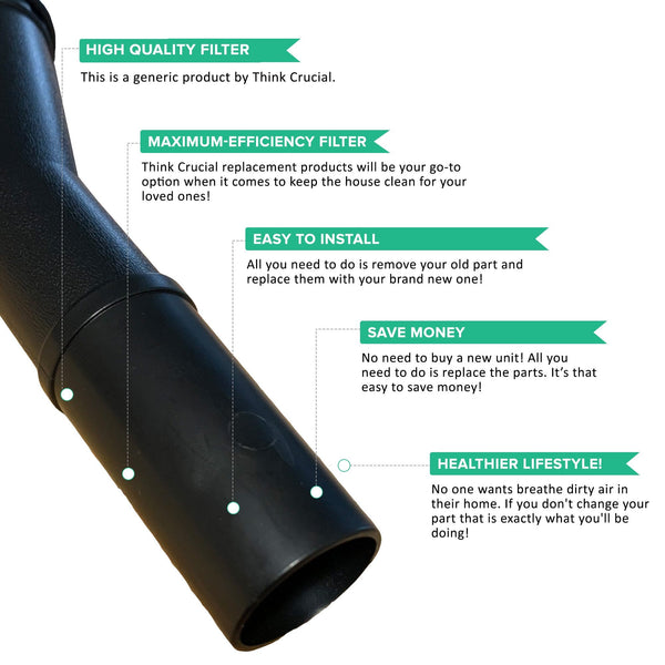 Think Crucial Slinky Buster B Vacuum Hose With Shurlok Notch, Compatible With Oreck Vacuum Cleaner Parts # 72046-05-0327 and 72033-04-0327, Fits Vacuum Models BB850, BB870 (1 Pack)
