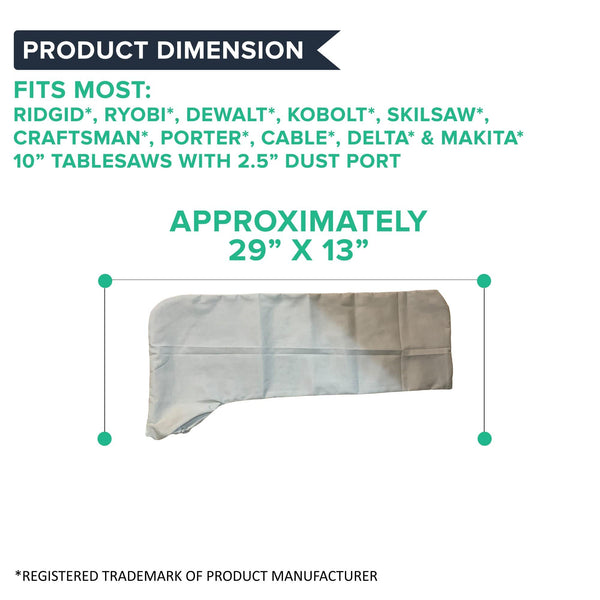 Dust Collector Bag Fits Cable, Craftsman, Delta, DeWalt, Kobolt, Makita, Ridgid, Ryobi, Porter & Skilsaw 10