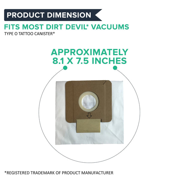 Crucial Vacuum Replacement Vac Bags - Compatible With Dirt Devil Part # AD10030, 304235002, 304235001, 3-04235-00 & 83-2450-06 - Dirt Devil Type O Bags Fit Tattoo Canister Vacuums - For Home