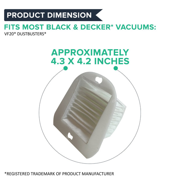 4pk Replacement VF20 Filter & Cover Kits, Fits Black & Decker Dustbuster, Compatible with Part 499739-00