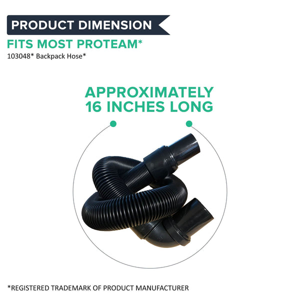 Think Crucial Backpack Vacuum Hose Replacement Part Compatible With ProTeam(™) Part#103048 - Static Dissipating Hose with 1-1/2-inch Cuffs (1 Pack)