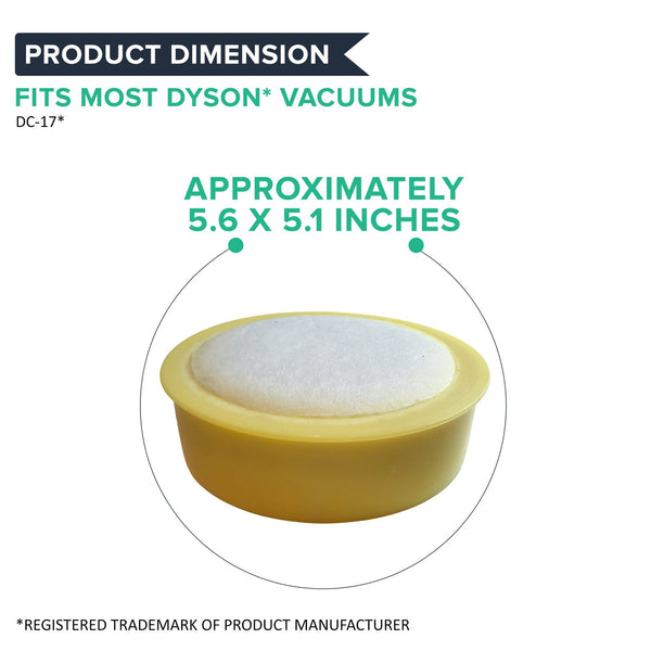 Crucial Vacuum Air Filter Replacement - Compatible With Dyson DC-17 - Replaces Post-Motor Filter Part 911235-01 - Models Dyson DC17 HEPA Style Post-Motor - Lightweight, Washable, Reusable (1 Pack)