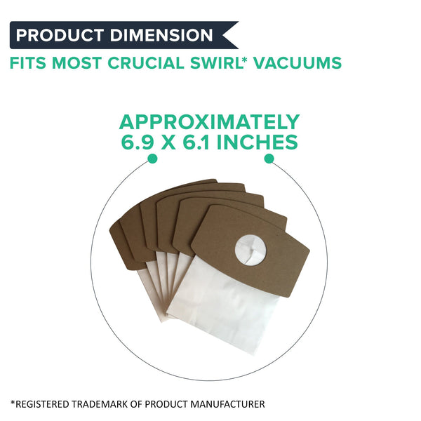 Crucial Vacuum Replacement Swirl Vacuum Bags - Compatible with Simplicity Swirl Micro Lined Vacuum Bag - Fits Crucial Swirl Vacuum, Sport Type S, SS-6 and Riccar SupraQuik RSQ-6 Models
