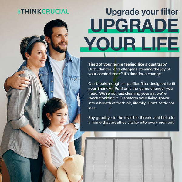 ThinkCrucial Premium Replacement HEPA Filter with Activated Carbon Fits Shark Air Purifier Cleaner 6 (HE601 & HE602), Part # HE6FKPET, HE6FKBAS & HE6FKPRO