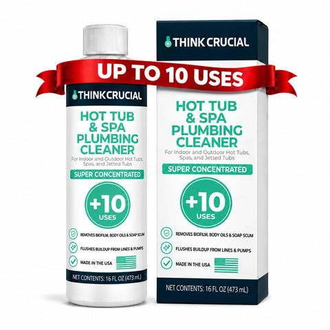Think Crucial Hot Tub & Spa Plumbing Cleaner, Quat-Free 28% Super Concentrate, 10 Cleanings, 16 fl oz