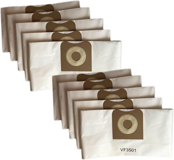 Replacement Bags, Fit Ridgid 3-4.5 Gallon Wet & Dry Vacs, Compatible with Part VF3501 (10 Pack)