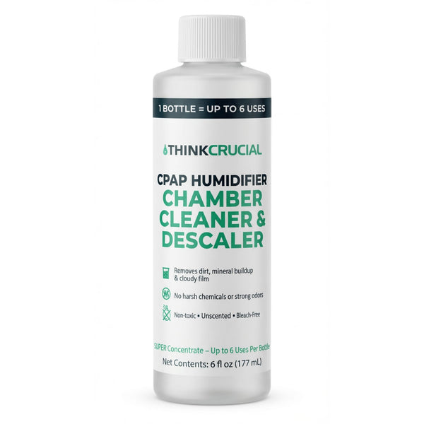 Think Crucial 6x Uses CPAP Cleaner & Descaler for Humidifier Chambers – Super Concentrated Cleaning Descaling Solution for CPAP Water Tanks – Unscented – 6 oz