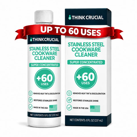 Think Crucial Stainless Steel Cookware Cleaner, Liquid Concentrate, 60+ Uses, 8 fl oz