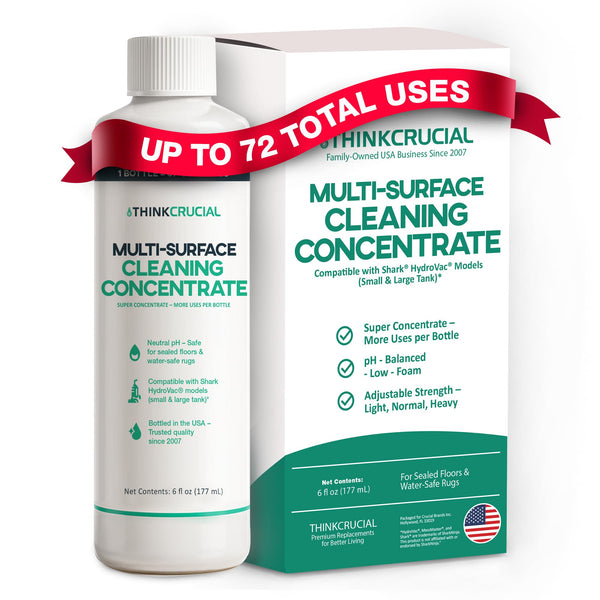 Think Crucial 72x Uses SUPER Concentrate Compatible with Shark® HydroVac® Models WD100, WD101, WD161 MessMaster, WD200, WD201, WD261 & More – 6 oz Neutral pH Multi-Surface Cleaner