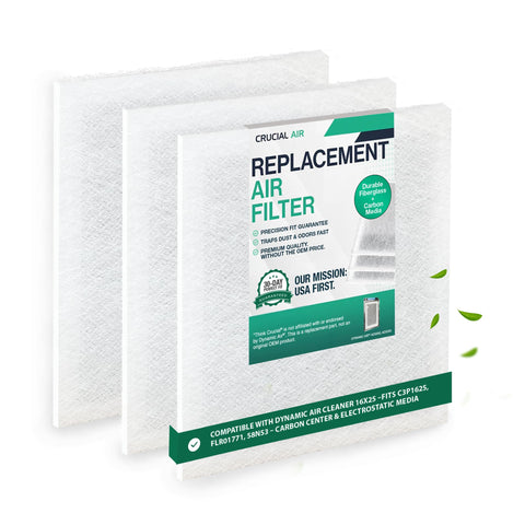 Think Crucial Replacement Filter Pads for 16x25 Dynamic Air Cleaners – 3 Pack (No Frame)