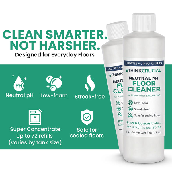 Think Crucial 72x Uses SUPER Concentrate Compatible with Tineco® iFloor & FLOOR ONE (S3/S5/S6) – 6 oz Neutral pH Multi-Surface Floor Cleaning Solution