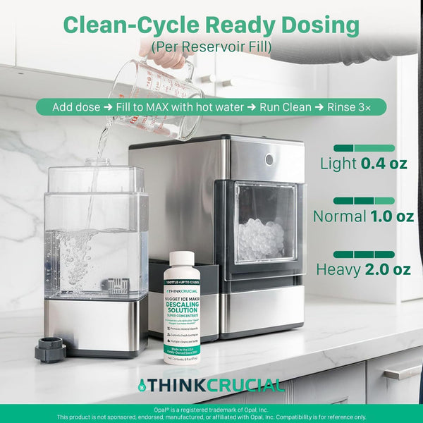 Think Crucial Up to 15 cleans SUPER Concentrate for GE Profile Opal® Ice Maker Descaler – 6 oz - Clean Mode Ready – Unscented, Hot-Water Mix – Multiple Uses per Bottle