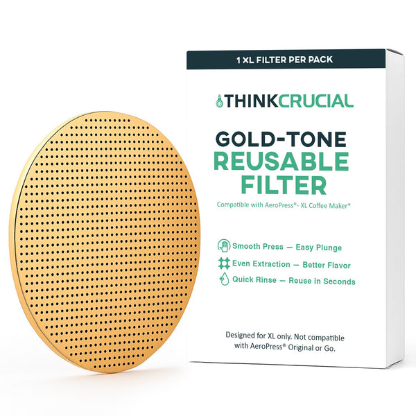 Gold Reusable Disc Filter Compatible with AeroPress XL Coffee Maker – Titanium-Coated Stainless Steel, Washable, Eco-Friendly, Travel Ready – Fits AeroPress XL Only - By Think Crucial
