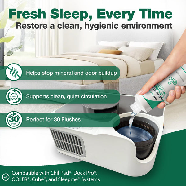 Think Crucial 30x Uses Sleep System Cleaner – Compatible with Chilipad, Chili Sleep Dock Pro, OOLER & Cube Cooling Pad Systems – Bed Cooling Pad Monthly Maintenance Concentrated Solution – 6oz