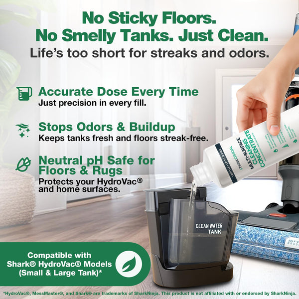 Think Crucial 72x Uses SUPER Concentrate Compatible with Shark® HydroVac® Models WD100, WD101, WD161 MessMaster, WD200, WD201, WD261 & More – 6 oz Neutral pH Multi-Surface Cleaner