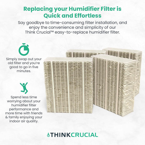 Think Crucial Replacement Humidifier Paper Wick Filters Compatible with Aircare Part # 1043 & Models EP9500,EP9700,EP9800,EP9R500,EP9R700,EP9R800 - Essick: 821000,826000,831000,SS390DWHT (4-Pack)