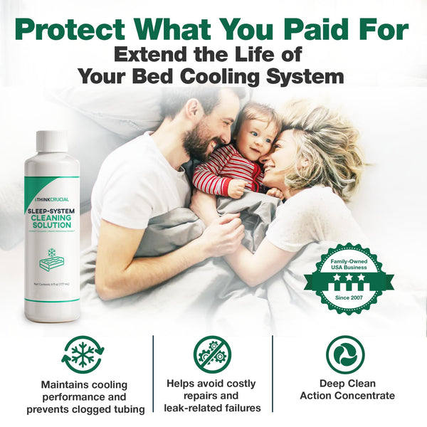 Think Crucial 30x Uses Sleep System Cleaner – Compatible with Chilipad, Chili Sleep Dock Pro, OOLER & Cube Cooling Pad Systems – Bed Cooling Pad Monthly Maintenance Concentrated Solution – 6oz