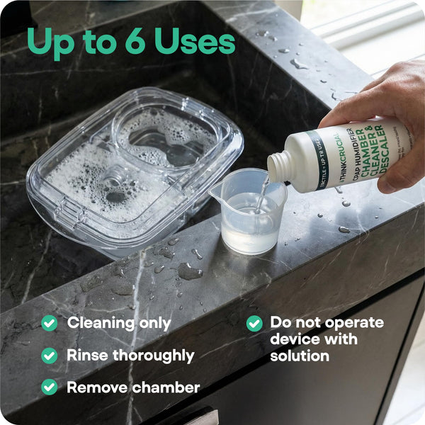 Think Crucial 6x Uses CPAP Cleaner & Descaler for Humidifier Chambers – Super Concentrated Cleaning Descaling Solution for CPAP Water Tanks – Unscented – 6 oz