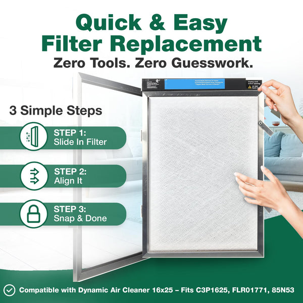 Think Crucial Replacement Filter Pads for 16x25 Dynamic Air Cleaners – 3 Pack (No Frame)