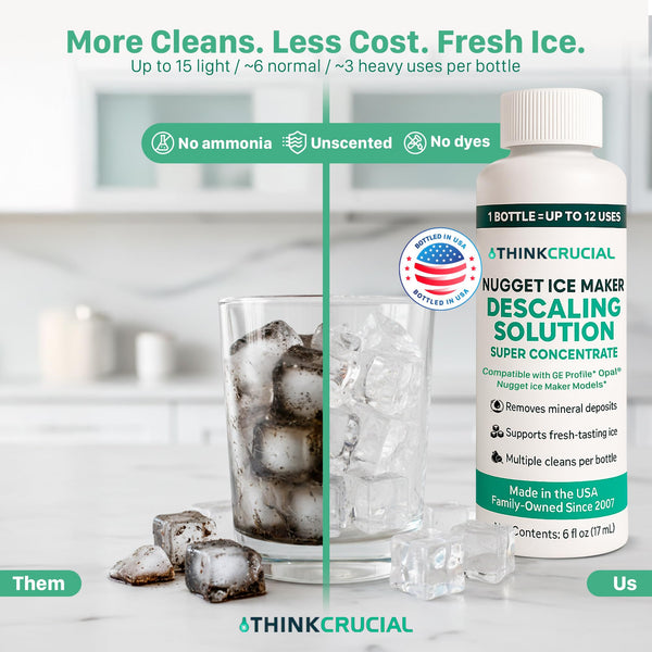 Think Crucial Up to 15 cleans SUPER Concentrate for GE Profile Opal® Ice Maker Descaler – 6 oz - Clean Mode Ready – Unscented, Hot-Water Mix – Multiple Uses per Bottle