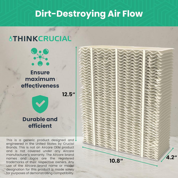 Think Crucial Replacement Humidifier Paper Wick Filters Compatible with Aircare Part # 1043 & Models EP9500,EP9700,EP9800,EP9R500,EP9R700,EP9R800 - Essick: 821000,826000,831000,SS390DWHT (4-Pack)