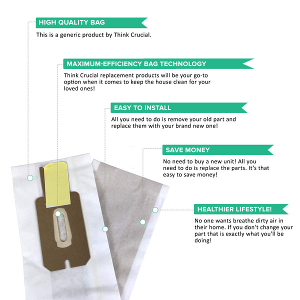 Crucial Vacuum Replacement Type CC Vacuum Bags Compatible With Oreck Parts # CCPK8, CCPK8DW, PK2008, PK80 — image 2