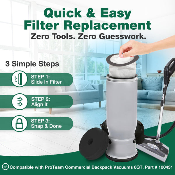 50 High-Efficiency Replacement Vacuum Bags – Compatible with ProTeam Commercial Backpack Vacuums 6QT, Par — image 7