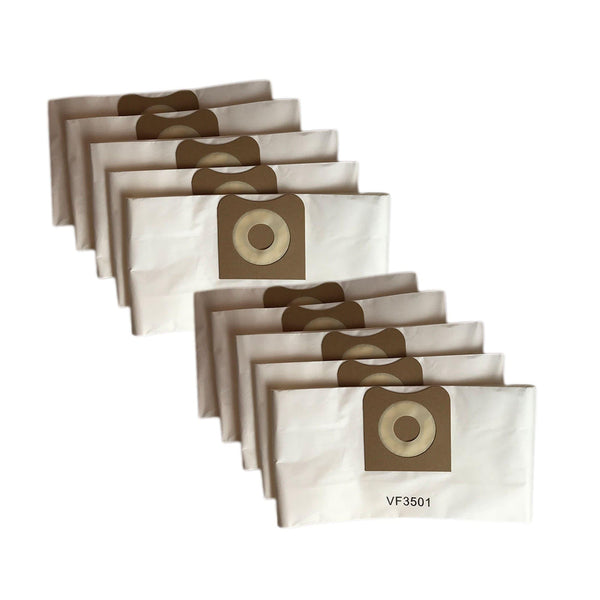 Crucial Vacuum 10 Replacement Allergen Bags Part # VF3501 - Compatible with RIDGID Models WD40500, WD4070